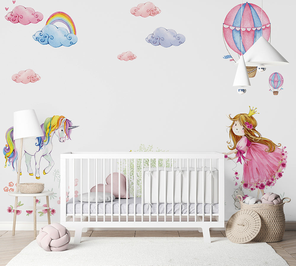 Designwalls 2 Unicorn Princess Wall Decals - Premium Removable Vinyl Stickers for Girls' Room Decor - Perfect for Nursery, Bedroom & Kids Playroom