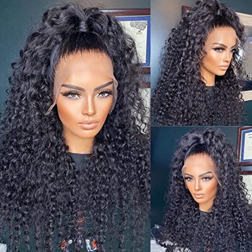 13x6 Transparent Lace Front Wigs Human Hair - 200% Density Brazilian Virgin Hair Curly Wigs for Black Women | Glueless Lace Frontal with Pre-Plucked Bleached Knots (32inch, 13x6-Curly) | Perfect for Daily Wear, Parties, Weddings & Special Occasions