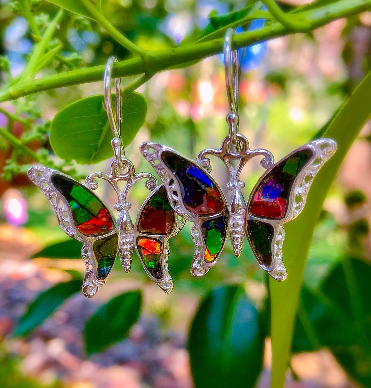 Starborn Ammolite Earrings - Natural Gemstone Jewelry for Women, Elegant Dangle Earrings for Party, Wedding & Special Occasions