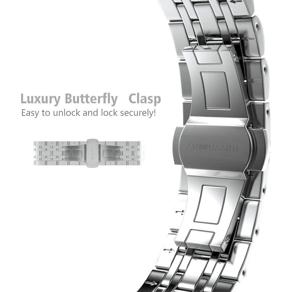 Premium Stainless Steel Replacement Bands for Apple Watch Series 9/8/7/6/5/4/SE/Ultra 2/Ultra - Compatible with 42mm/44mm/45mm/49mm Models (Silver/Gold) | Durable Metal Watch Straps for Men & Women | Perfect for Workouts, Office Wear & Everyday Use