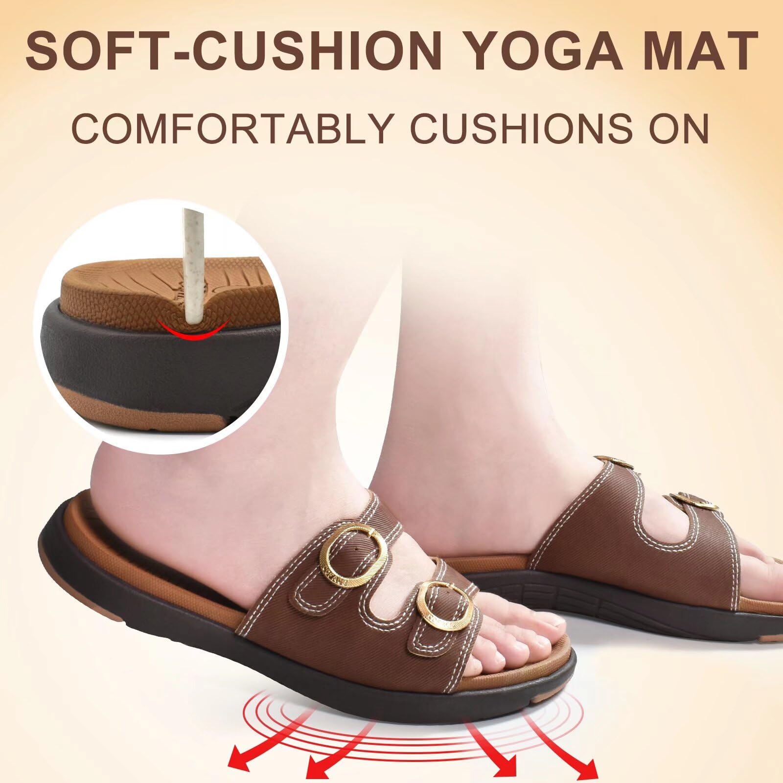 COFACE Women's Orthotic Slides - Comfortable Plantar Fasciitis Sandals with Arch Support, Soft Cushion & Adjustable Straps - Flat Slip-On Yoga Slippers for Home, Spa, and Post-Workout Recovery