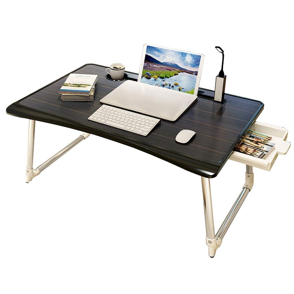 Minimalist Foldable Laptop Desk - Portable Study Table for Home Office, Gaming & Writing | Compact Workstation with Storage Shelf | Space-Saving Design for Small Rooms, Dorms & Bedrooms (Black)
