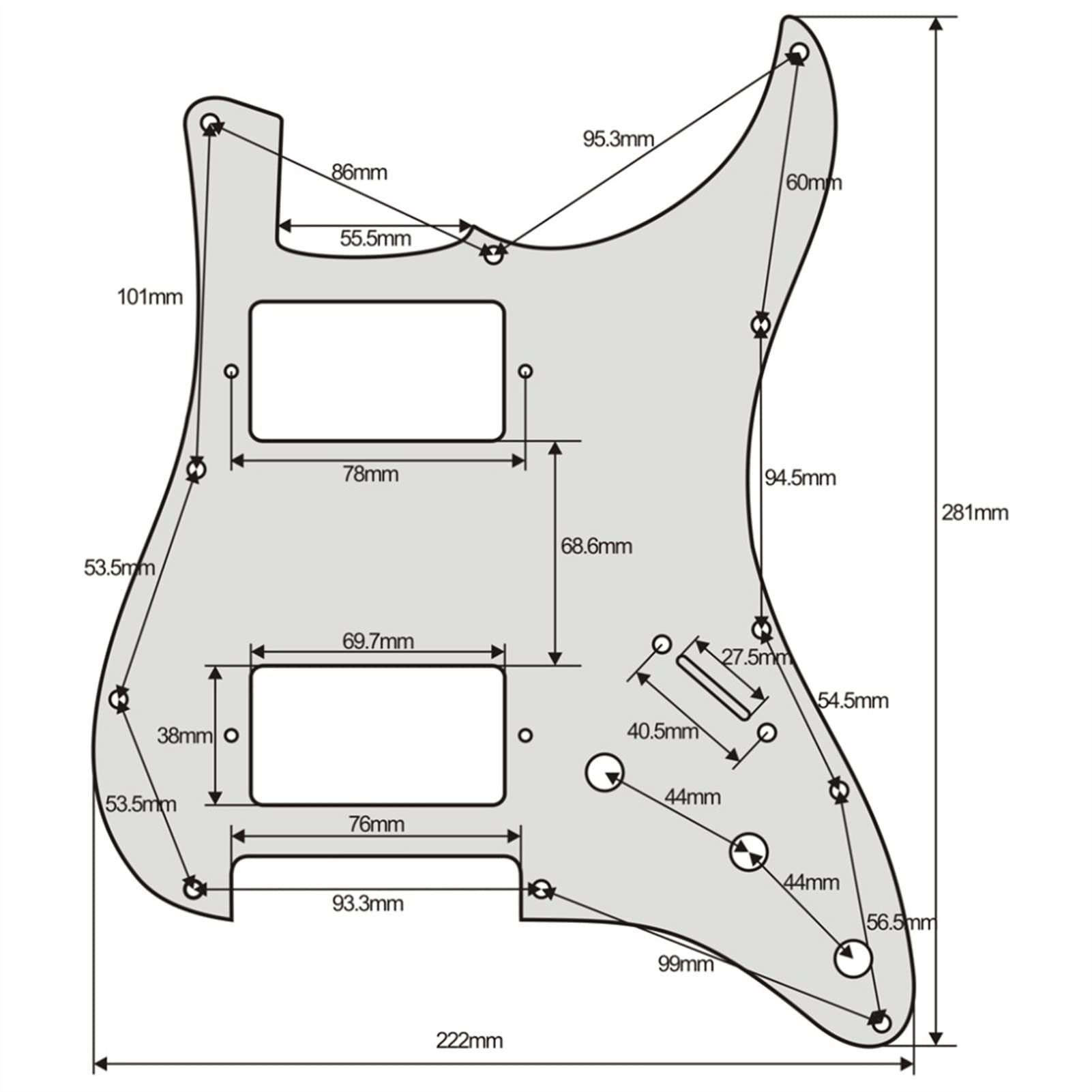 11 Hole HH Electric Guitar Pickguard Set with Back Plate & Screws for ST Style Guitars | Replacement Parts for Fender Stratocaster | Perfect for DIY Guitar Repair & Customization (Color: 11)