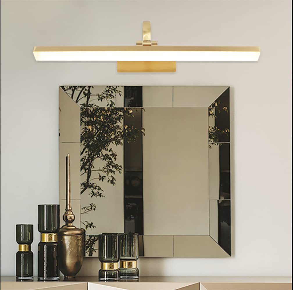 Antique Brass Arc Arm Wall Sconce - 40cm Adjustable Gold Linear Picture Light with Warm LED for Artwork & Gallery Lighting - Perfect for Living Room, Bedroom, and Hallway Décor