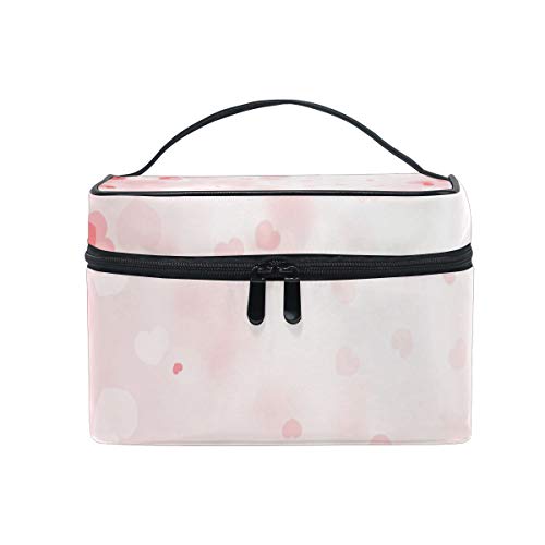 Portable Heart Print Travel Cosmetic Bag - Large Capacity Makeup Organizer for Cosmetics & Tools | Perfect for Travel, Gym, and Daily Use