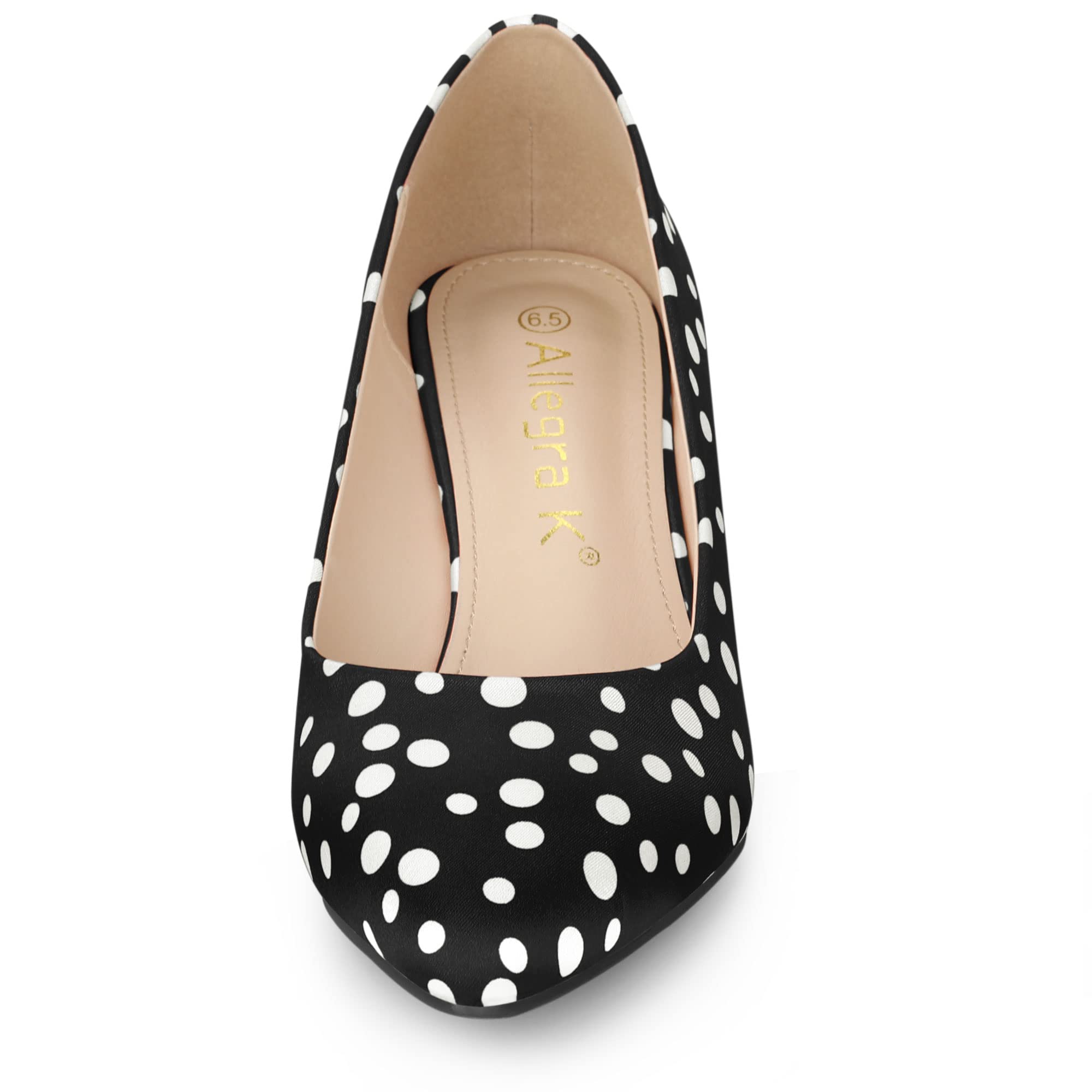 Allegra K Women's Pointed Toe Polka Dot Kitten Heel Pumps - Comfortable Low Heel Dress Shoes for Office, Party & Wedding Occasions