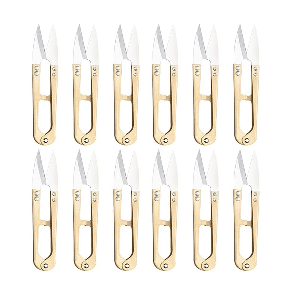 FEIMENGALL Stainless Steel U-Shaped Spring Scissors - Carbon Steel Mini Sewing Scissors for Cross Stitch, Yarn Cutting & Tailoring - Sharp Thread Snips & Hand-Cut Scissors for DIY Crafts, Quilting & Fabric Projects (Color: D)