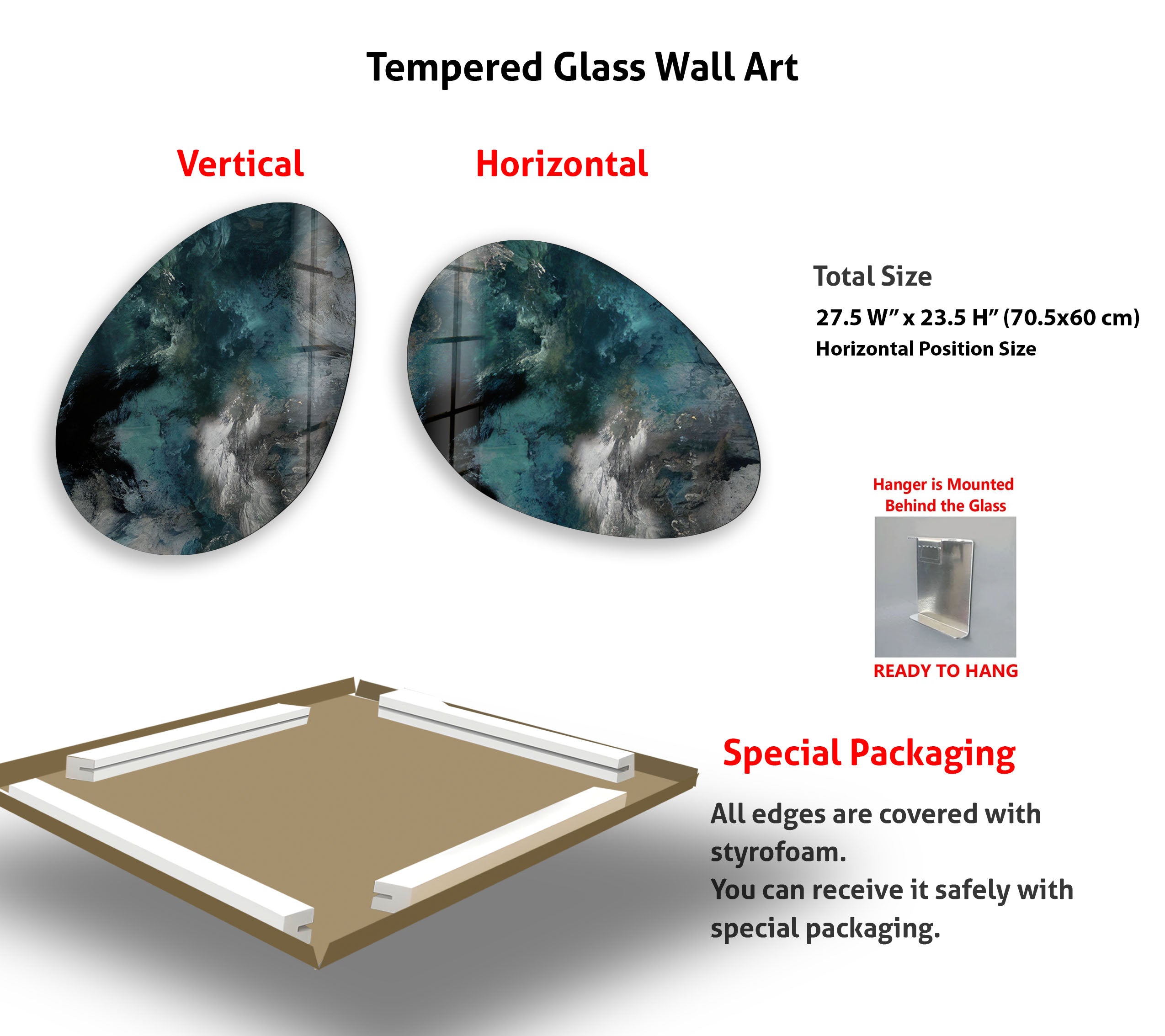 Abstract Dark Green Oval Glass Wall Art - Modern Home Decor for Living Room, Bedroom & Office - Handmade Glass Artwork for Unique Interior Design