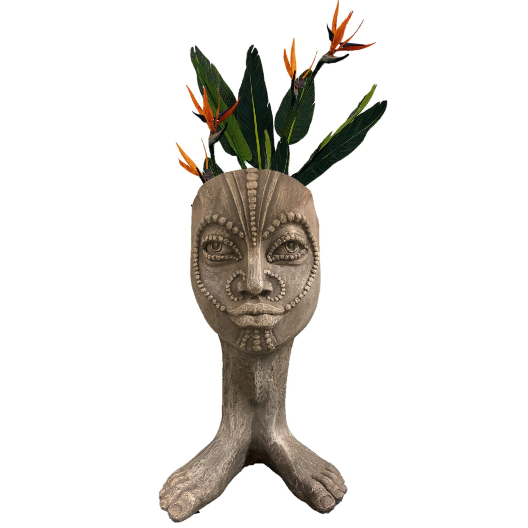 African Princess Planter Face Pot - Antique Grey Stone Garden Statue for Patio, Indoor & Outdoor Decor | Perfect for Succulents, Flowers & Home Garden Décor