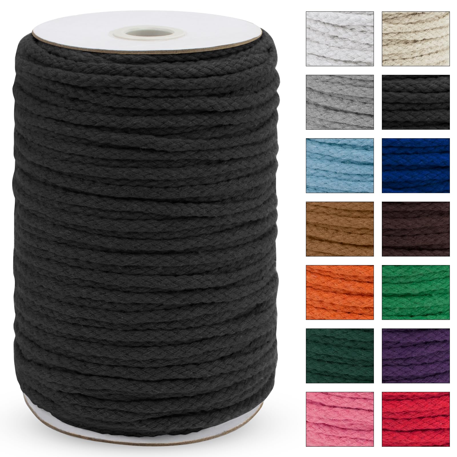 JeogYong 5mm x 295ft Braided Macrame Cord - Natural 8-Strand Cotton Rope for DIY Crafts, Plant Hangers, Wall Decor, Dream Catchers & Garden Projects | Perfect for Home Decor, Jewelry Making & Boho Style Accessories