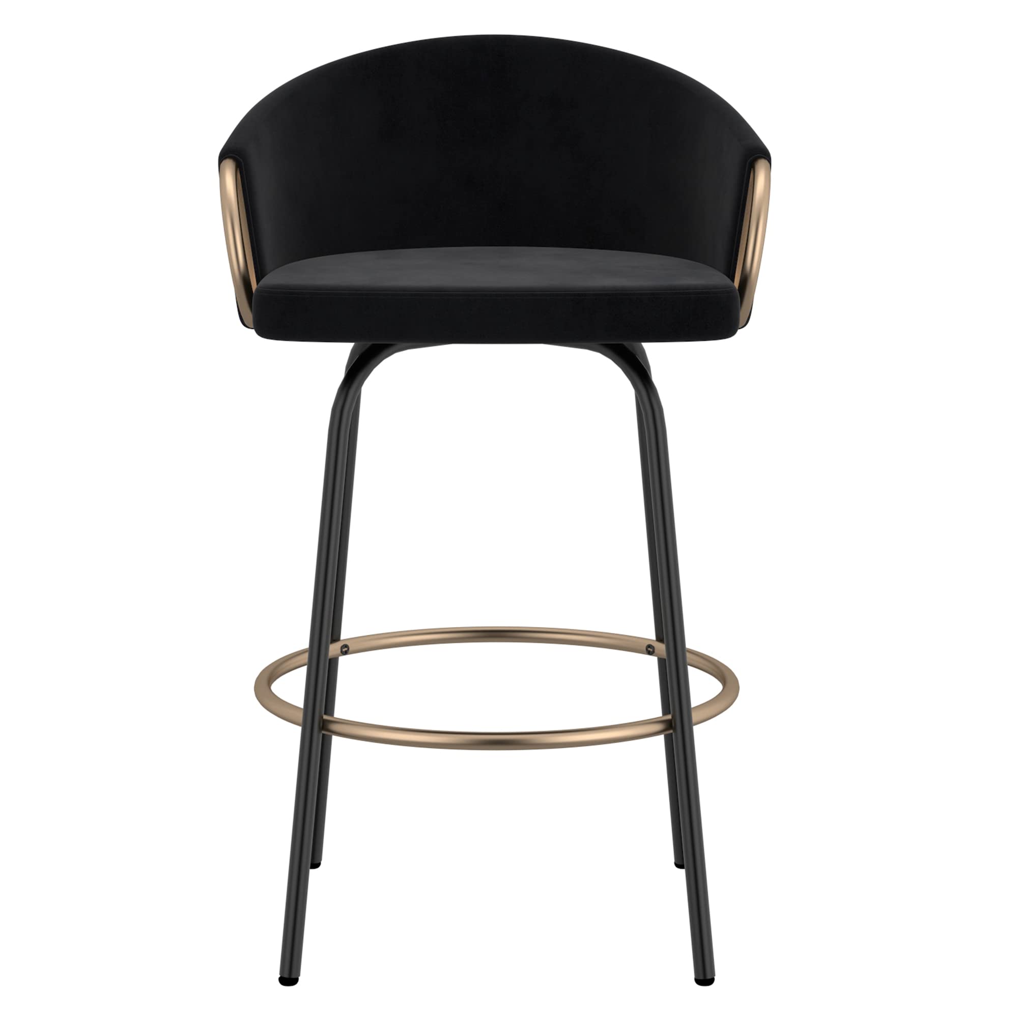 Set of 2 Modern Velvet & Metal 26-Inch Black Counter Stools - Perfect for Kitchen Islands, Breakfast Bars & Home Decor