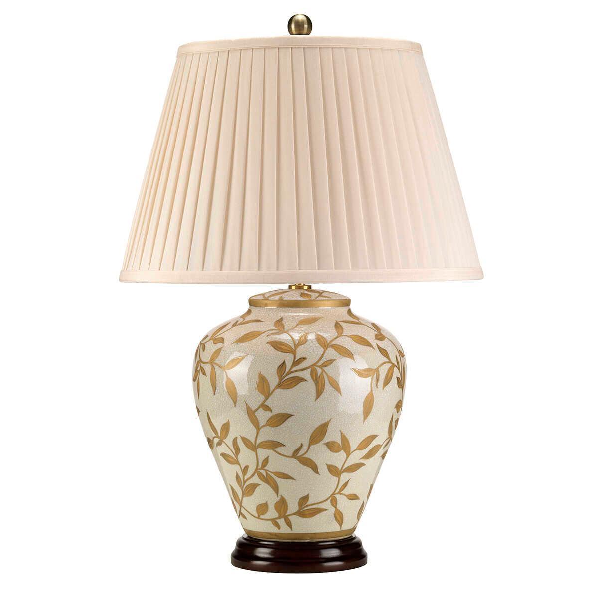 Elstead Lighting Brown & Gold Ceramic Table Lamp with Leaf Design - Perfect for Living Room, Bedroom, or Office Decor