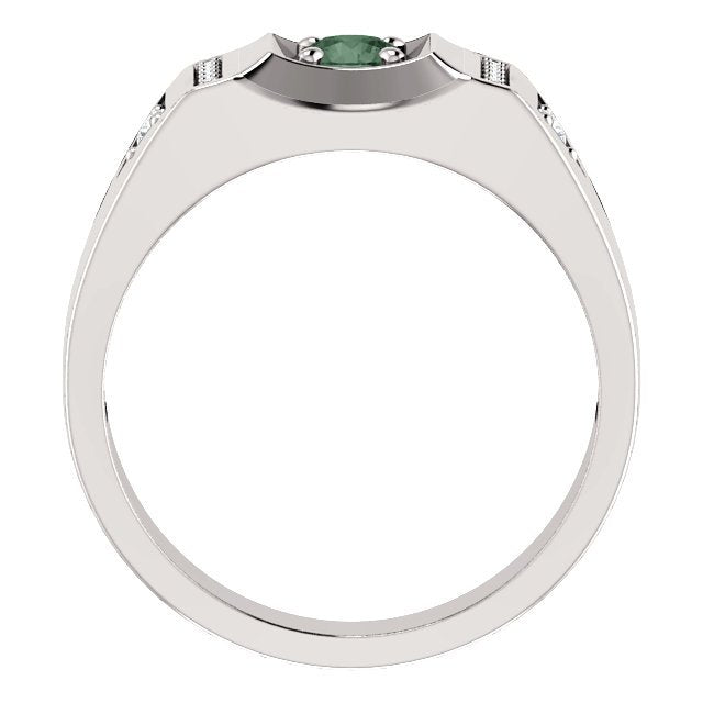 14K Gold 0.45 CT Lab-Grown Alexandrite & 0.11 CTW Diamond Accent Men's Ring - Elegant Wedding Band, Anniversary Gift for Him, Valentine's Day Jewelry