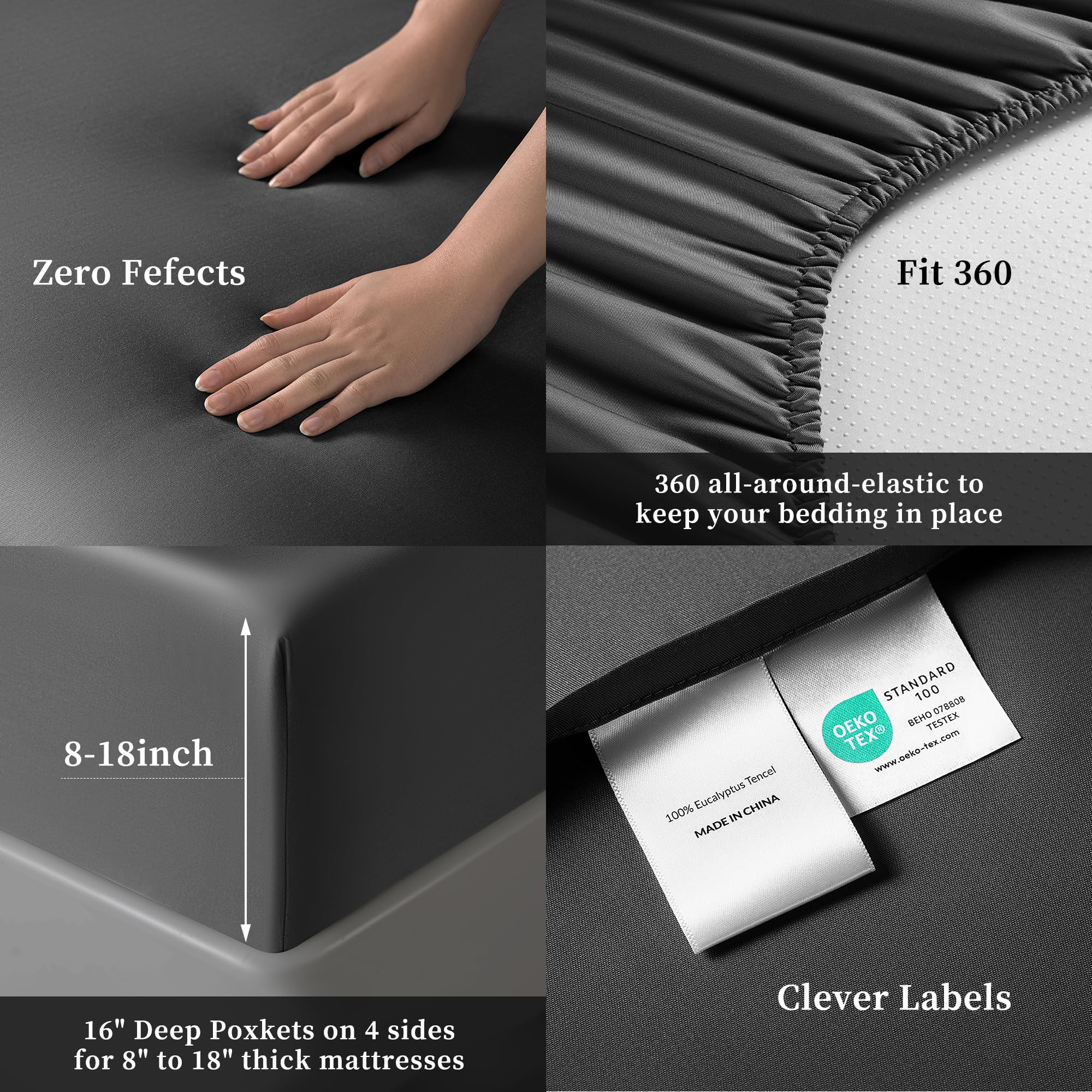 Premium 100% Organic Tencel Cooling Queen Size Bed Sheets - Hypoallergenic Lyocell Sheet Set with 6
