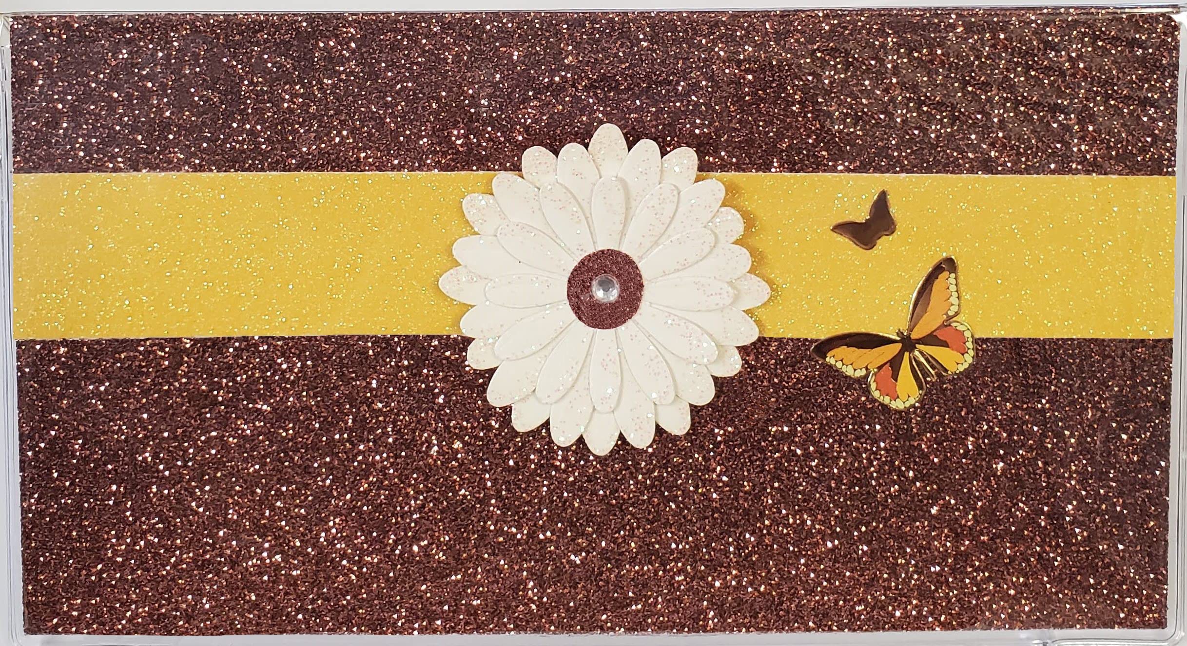 2023-2025 Bling Glitter Pocket Calendar Planner - Small Notebook with Brown Gold Flower Design for Daily Scheduling, Note Taking & Gift Giving | Perfect for Students, Office & Travel Organization