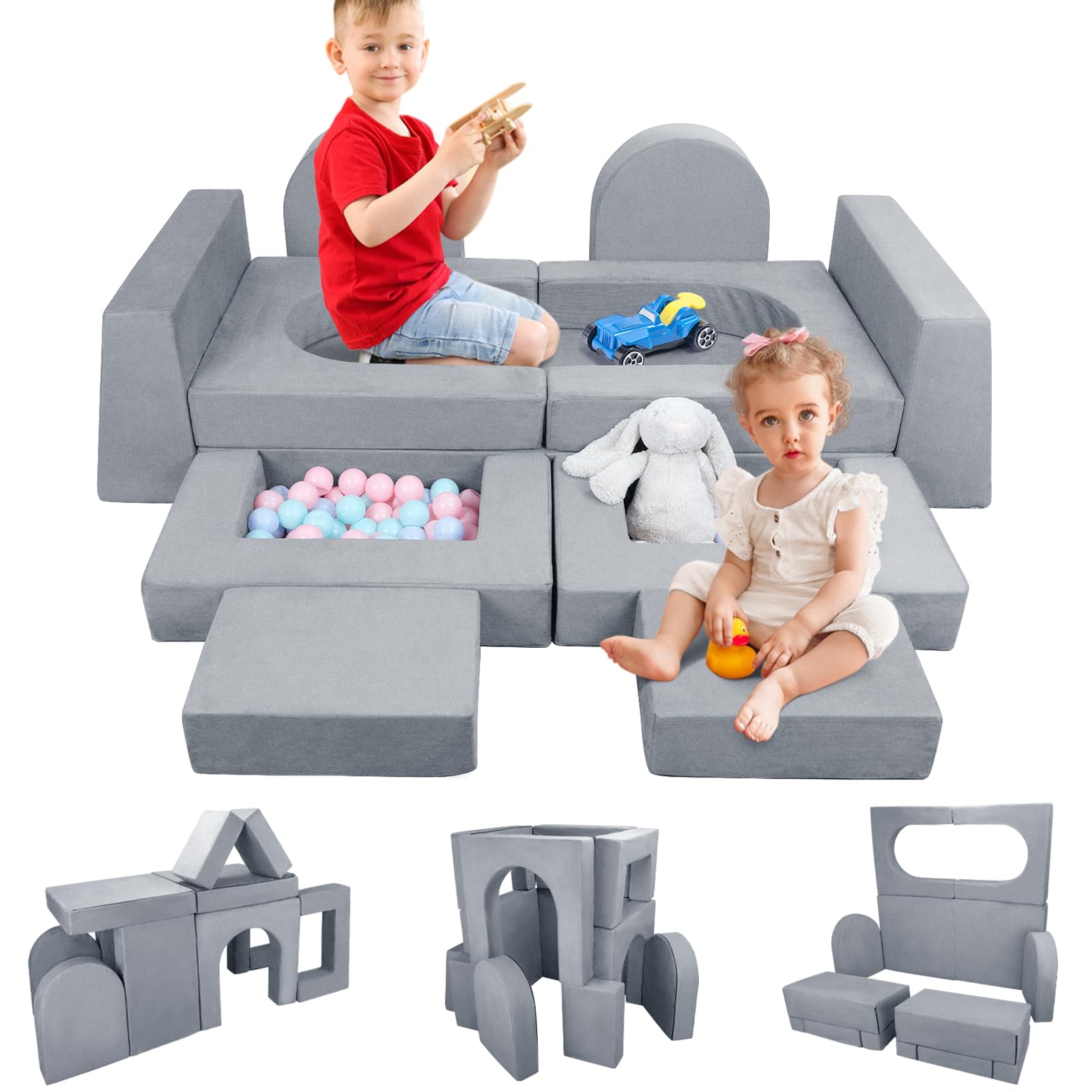 11-Piece Kids Play Couch Set - Premium Toddler Sofa for Children & Teens - Soft Play Furniture for Bedroom, Playroom & Living Room - Perfect Gift for Creative Boys & Girls - Great for Reading Nooks, Fort Building & Imaginative Play