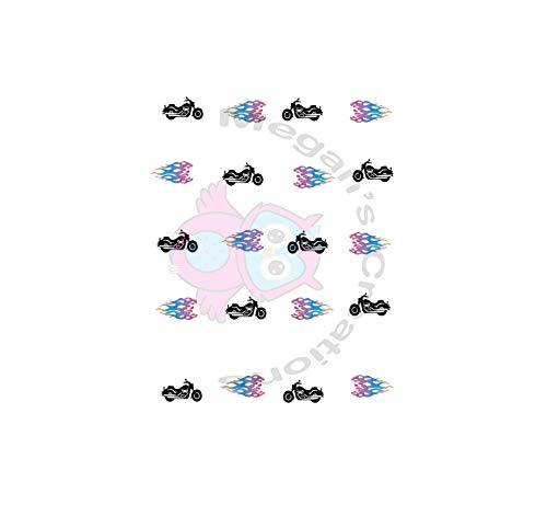 Motorcycle Flames Nail Art Decals - Colorful Flame Designs for Nails - Perfect for Biker Events, Motorcycle Rallies & Edgy Nail Styles