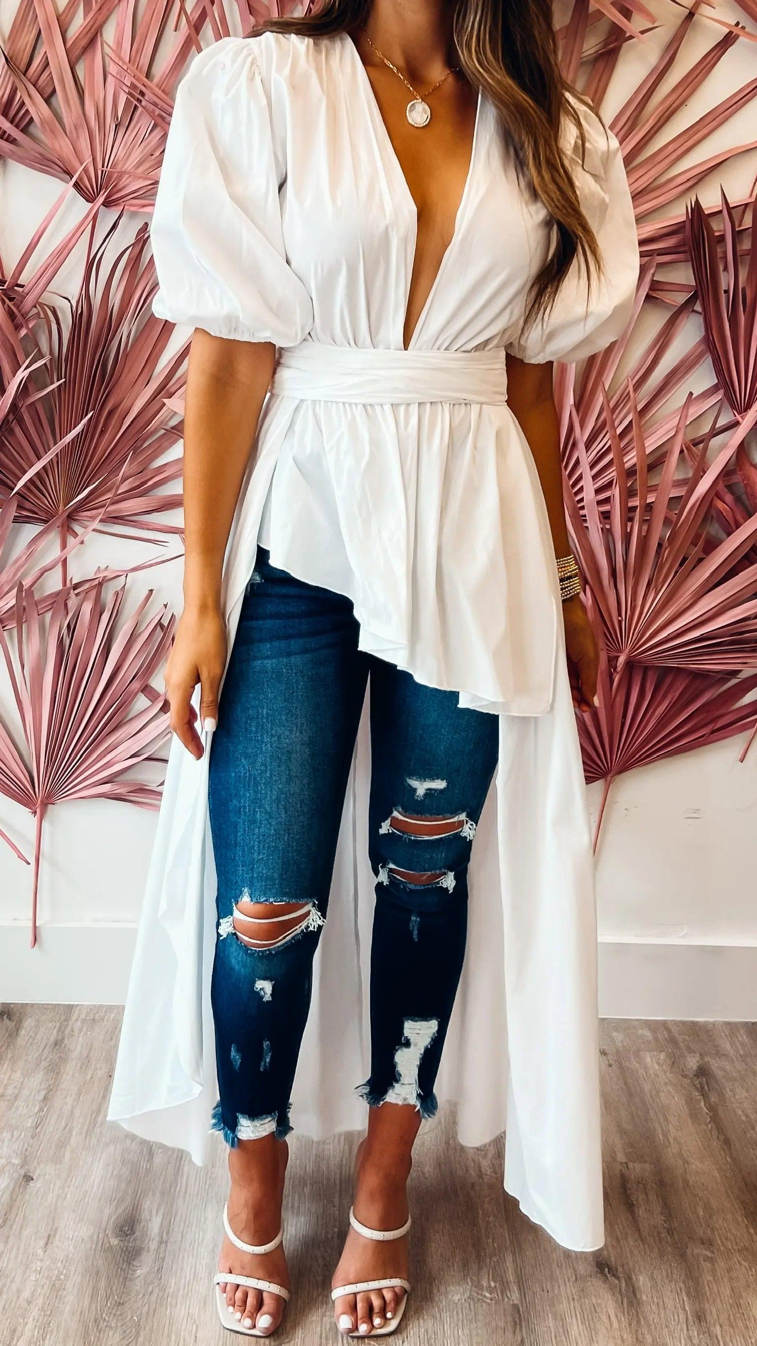 Glam Gal White Top - Women's Fashion Blouse for Casual & Party Wear | Perfect for Office, Date Night & Special Occasions
