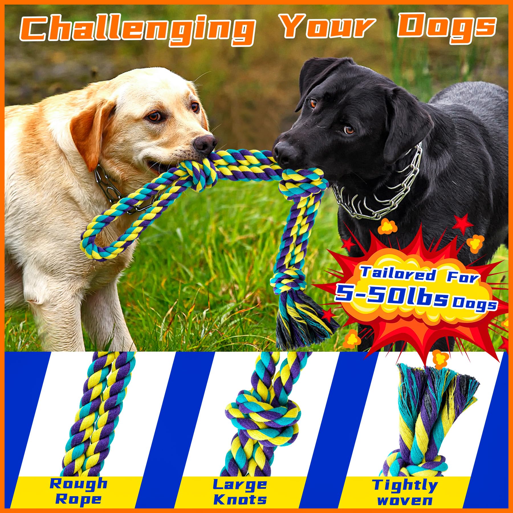 Zeaxuie 14-Pack Durable Dog Toys for Small, Medium & Large Breeds (5-50lbs) - Interactive Rope Toys & Squeaky Chew Toys for Teething Puppies | Perfect for Indoor Play, Outdoor Fetch & Training Rewards