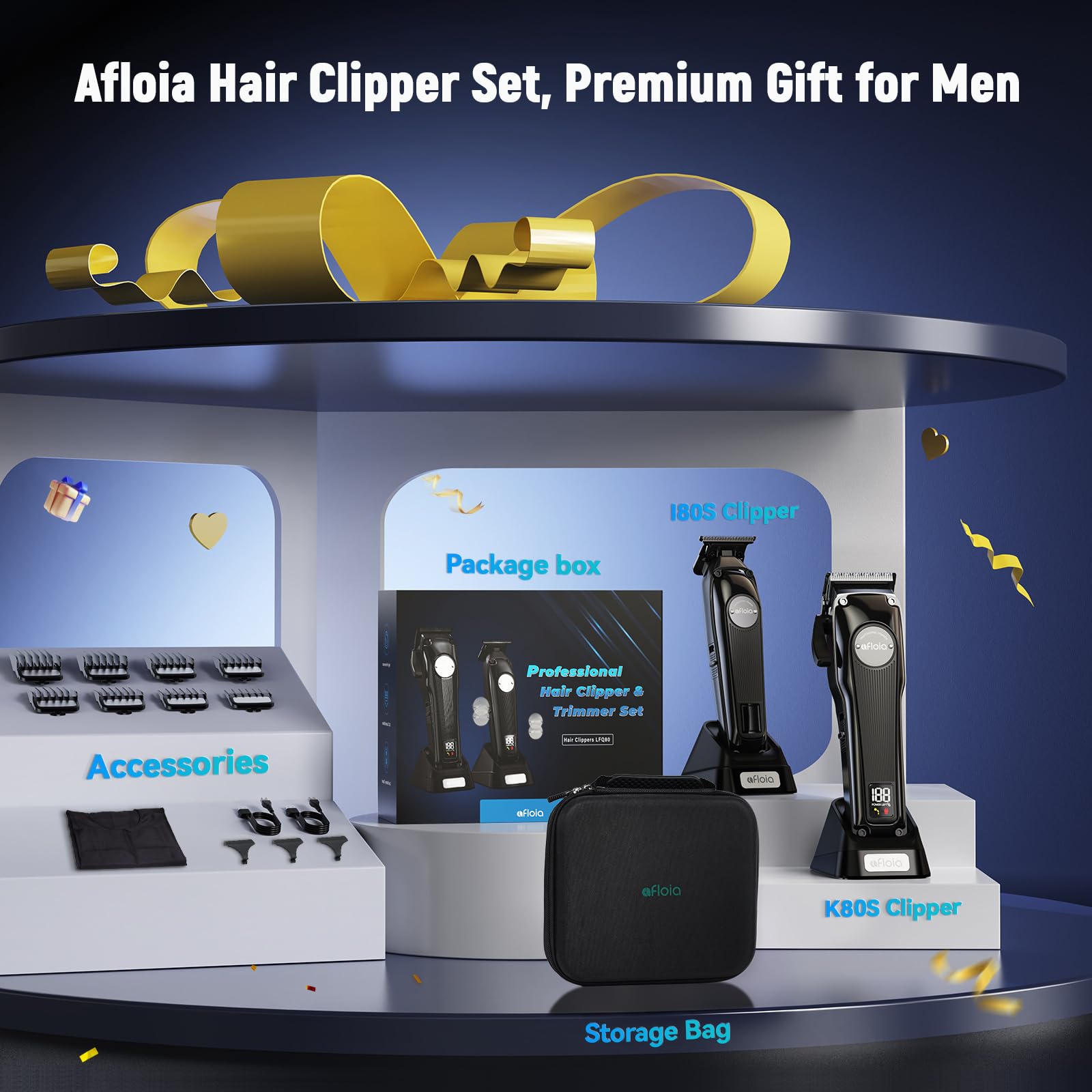 Professional Cordless Hair Clippers for Men - Rechargeable Barber Trimmer with High Torque Brushless Motor, DLC Coated Detachable Blades & Charging Stand | Perfect for Home Haircuts, Beard Trimming & Salon Use | Great Gift for Dad, Husband & Barbers