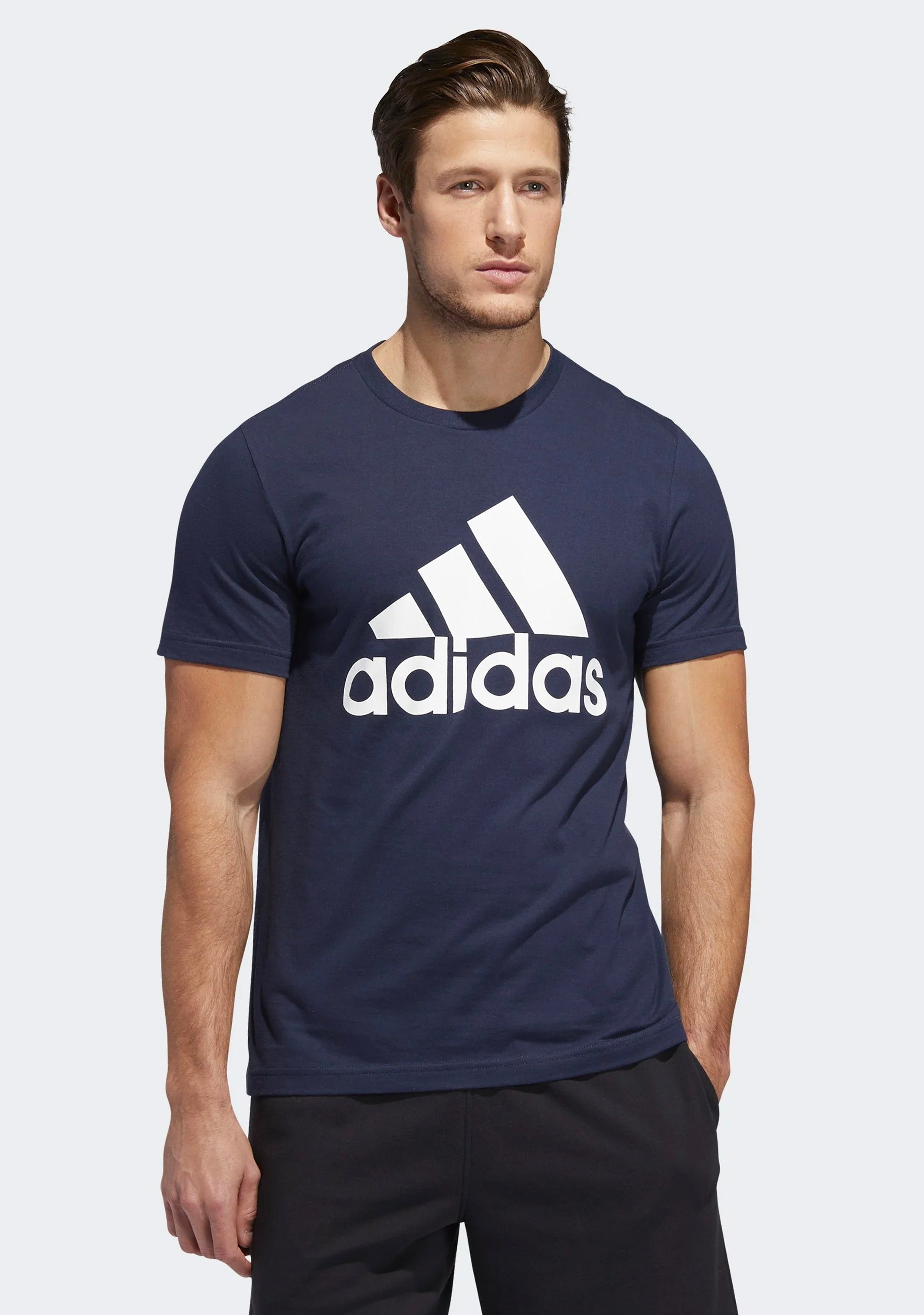 Adidas Men's Essentials Big Logo T-Shirt - Comfortable Cotton Crewneck Tee for Casual Wear, Gym & Everyday Outfits