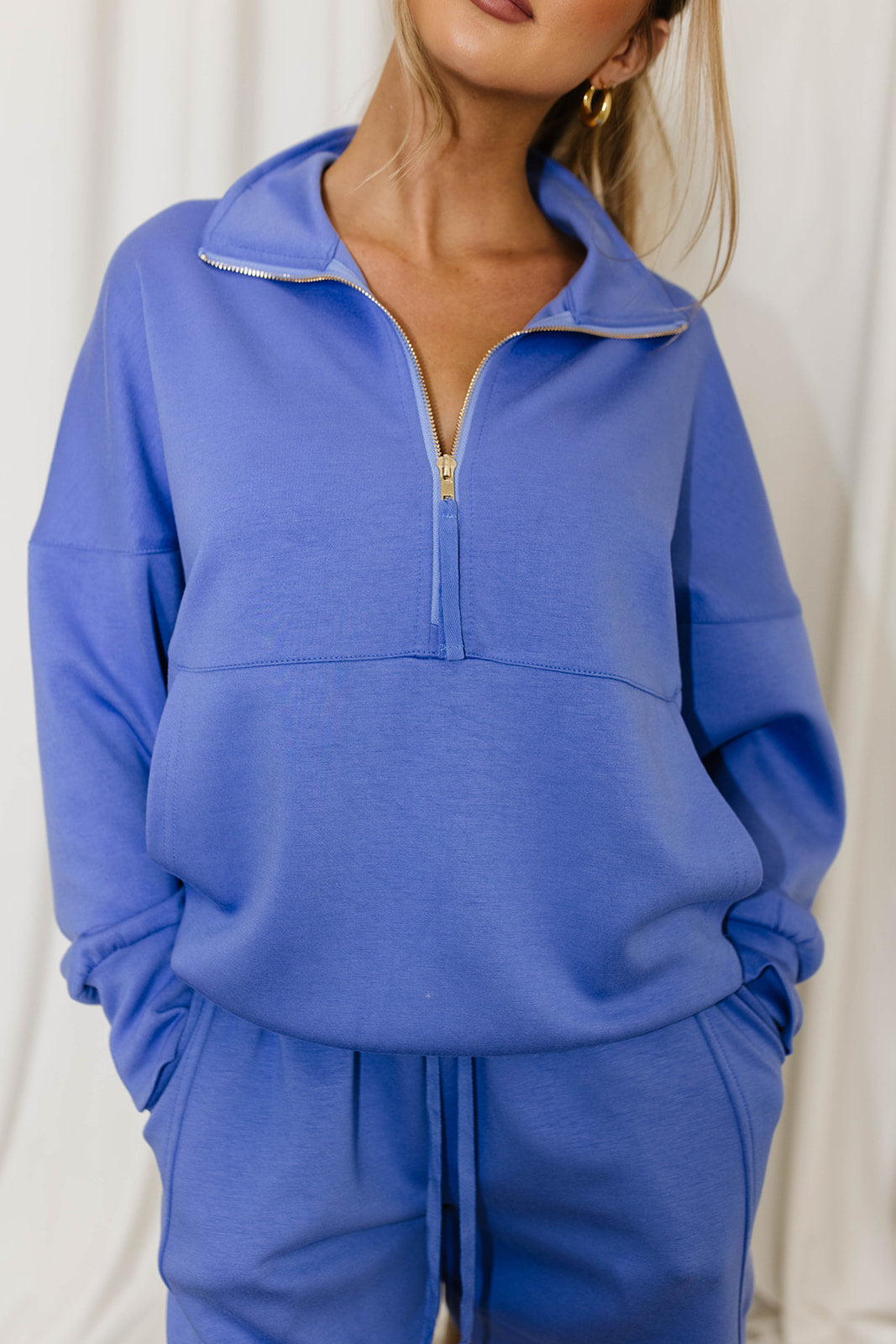 Turner Butter Modal Quarter Zip Pullover Sweater - Soft & Breathable Cornflower Blue Top for Men | Perfect for Casual Wear, Layering & Outdoor Activities