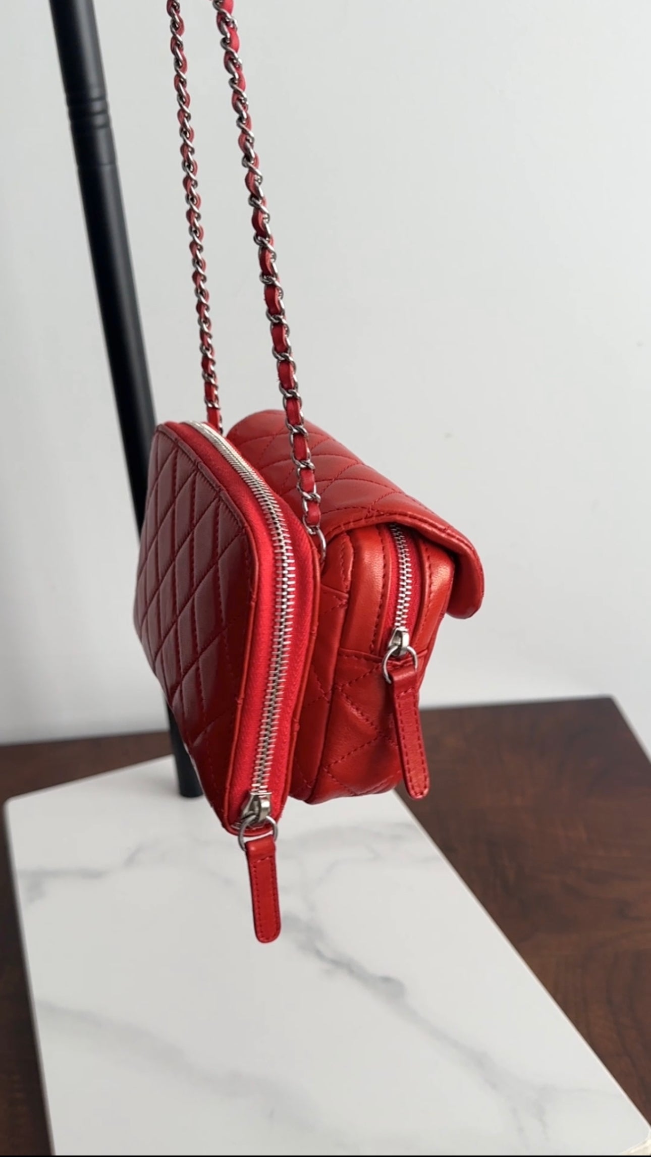 Chanel Red Lambskin Mini Flap Wallet on Chain Crossbody Bag for Women | Luxury Designer WOC Purse with Gold-Tone Hardware | Perfect for Evening Parties, Date Nights & Special Occasions