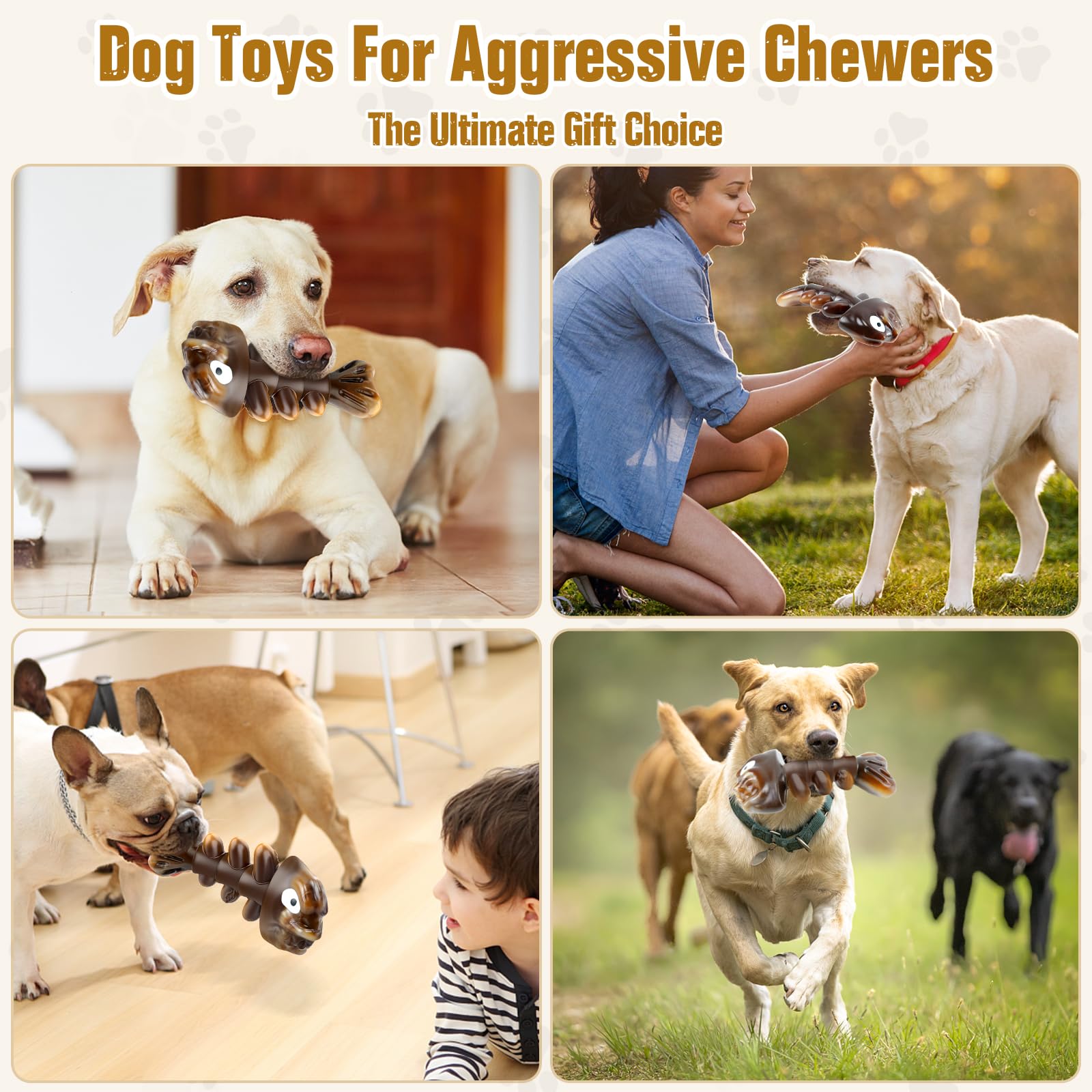 Indestructible Aggressive Chew Toys for Large Dogs - Heavy Duty Durable Milk Flavor Dog Chew Toy for Medium & Large Breed Aggressive Chewers - Perfect for Teething, Boredom Relief & Dental Health