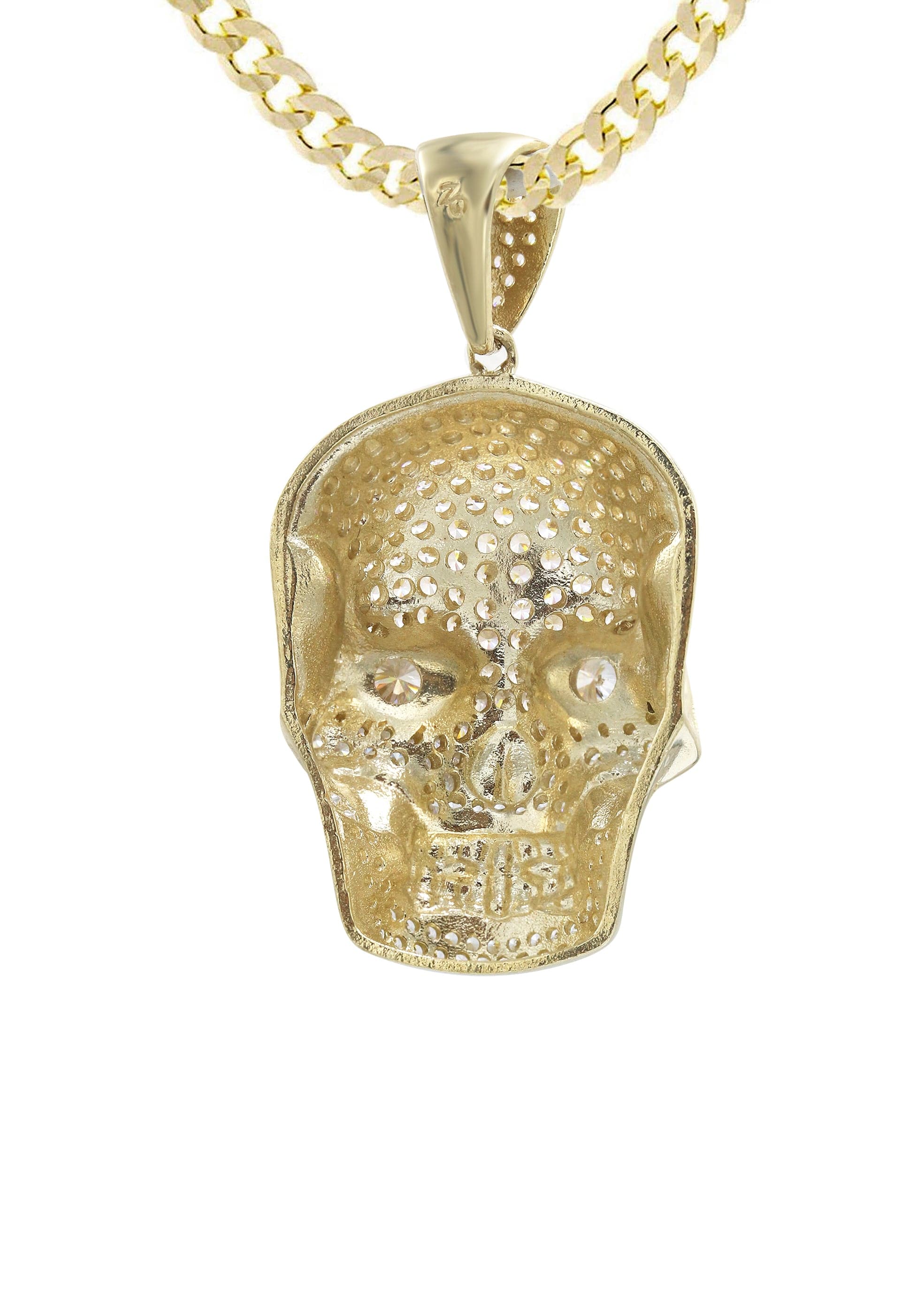 10K Yellow Gold Skull Head Pendant Necklace for Men & Women - 19.4 Grams Solid Gold Gothic Jewelry - Perfect for Halloween, Punk Fashion and Gift Giving