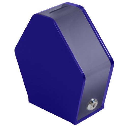 Pentagon Acrylic Charity Donation Box with Lock - Secure Ballot Box for Voting, Tips Collection & Fundraising - Durable Clear Blue Donation Container for Churches, Events & Retail Stores