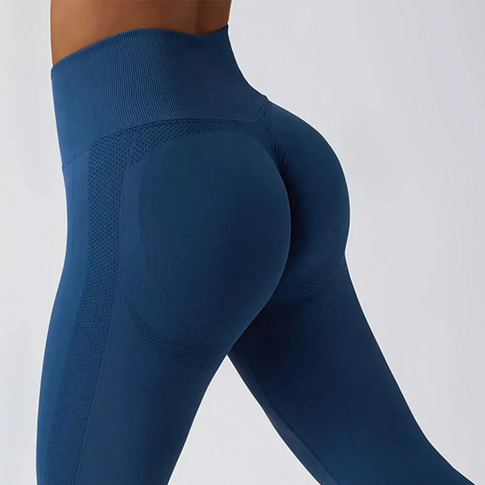 High Waist Solid Color Ribbed Seamless Yoga Pants - Women's Gym Leggings for Fitness, Running & Tummy Control - Perfect for Workouts, Yoga & Everyday Wear