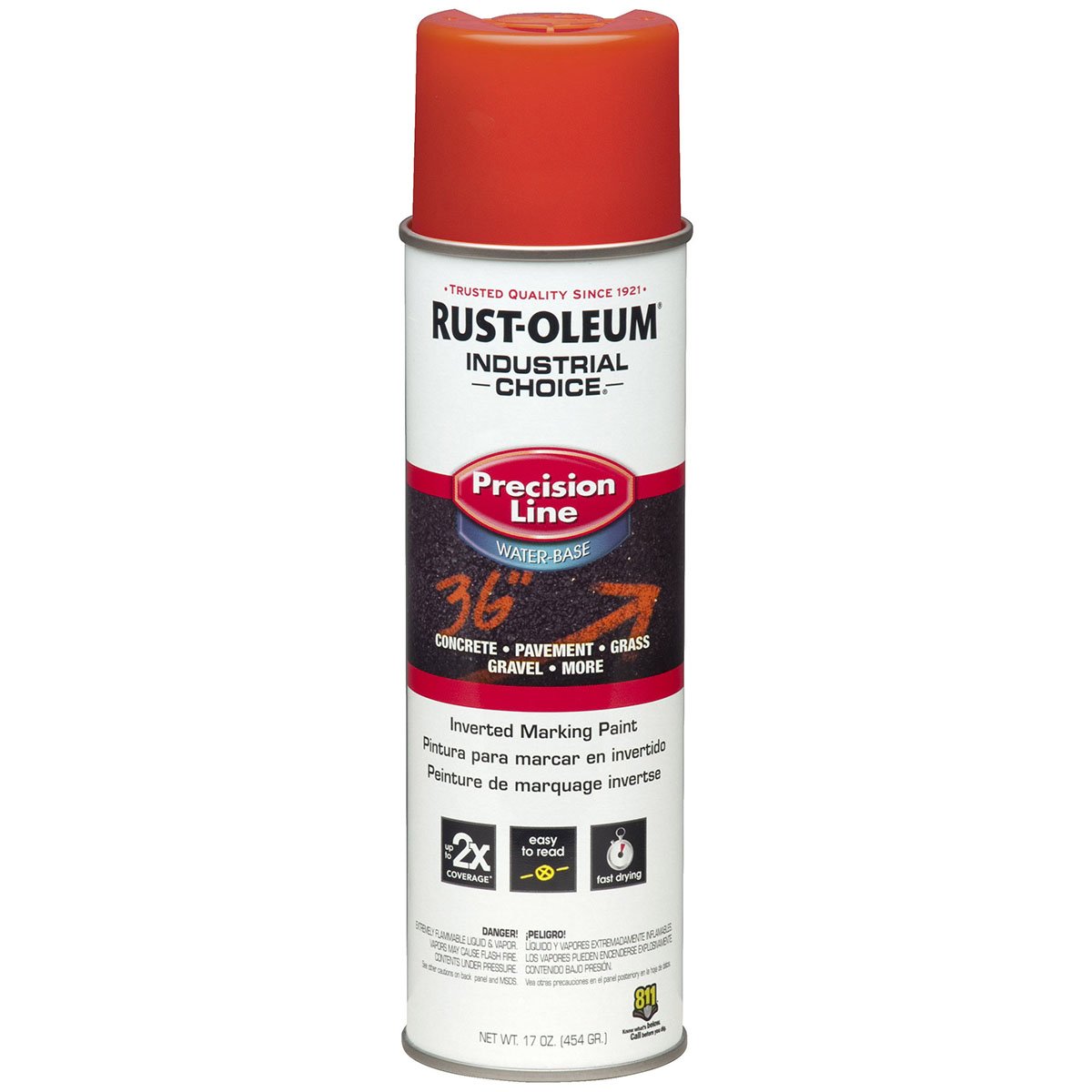 Rust-Oleum Professional Inverted Marking Paint - Fluorescent Red (12 Pack, Case #1862838) for Road Marking, Construction Zones & Safety Visibility