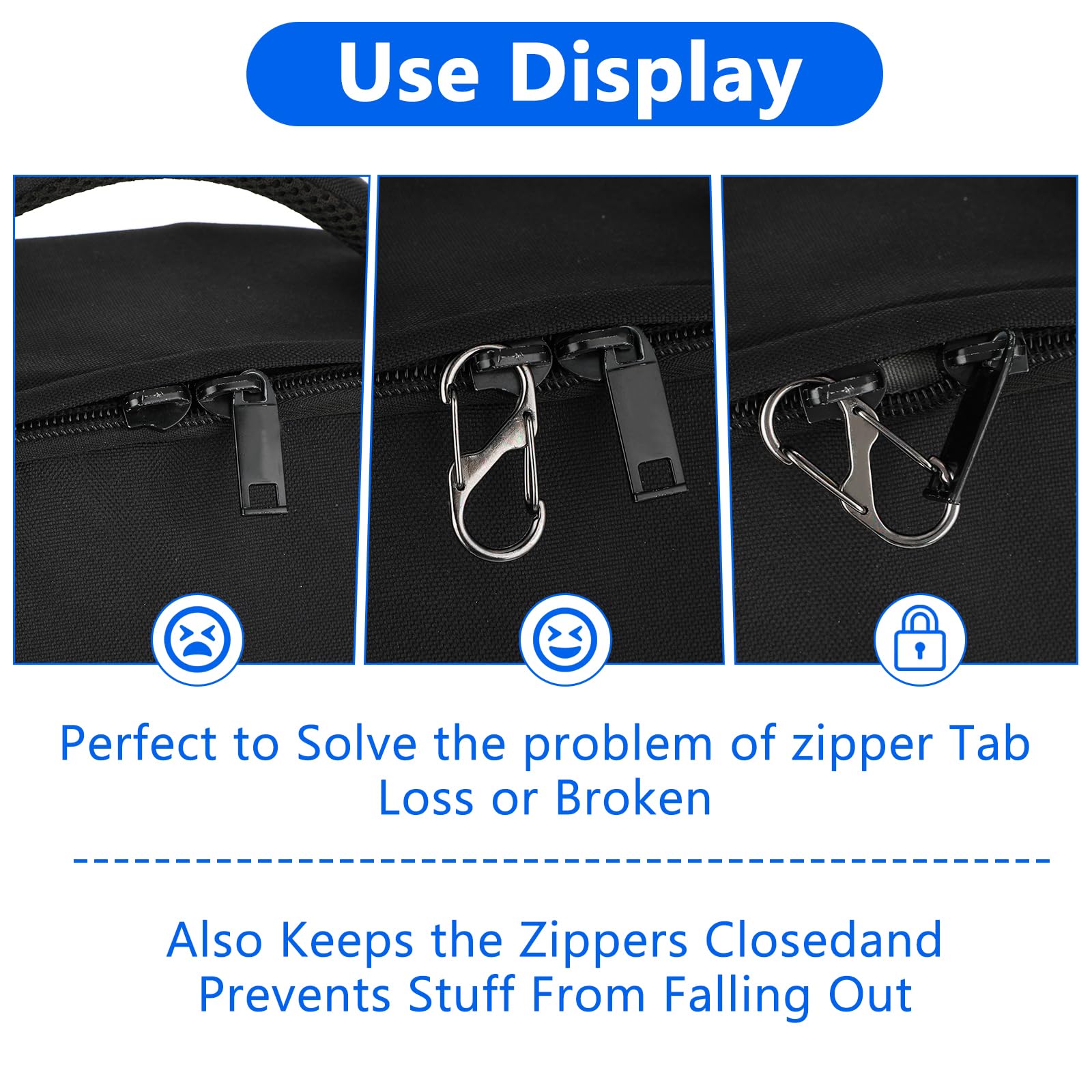 20Pcs Anti-Theft Zipper Lock Clips - Small Dual Opening Spring Carabiner Clips for Backpacks, Luggage & Travel | Secure Zipper Pull Replacement for Camping, Fishing & Outdoor Activities | Prevent Theft During Commute, Hiking & Air Travel
