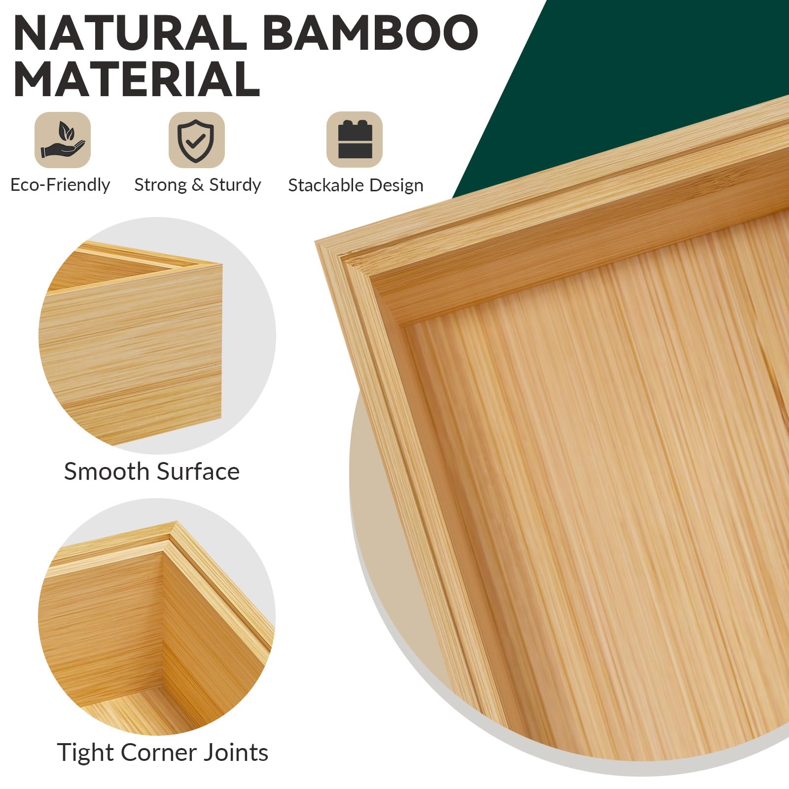 Premium Bamboo Drawer Organizer Set - 2-Piece Stackable Silverware & Utensil Tray for Kitchen (12x3x2 Inch) | Eco-Friendly Cutlery Storage Solution | Perfect for Organizing Knives, Forks, Spoons & Cooking Tools