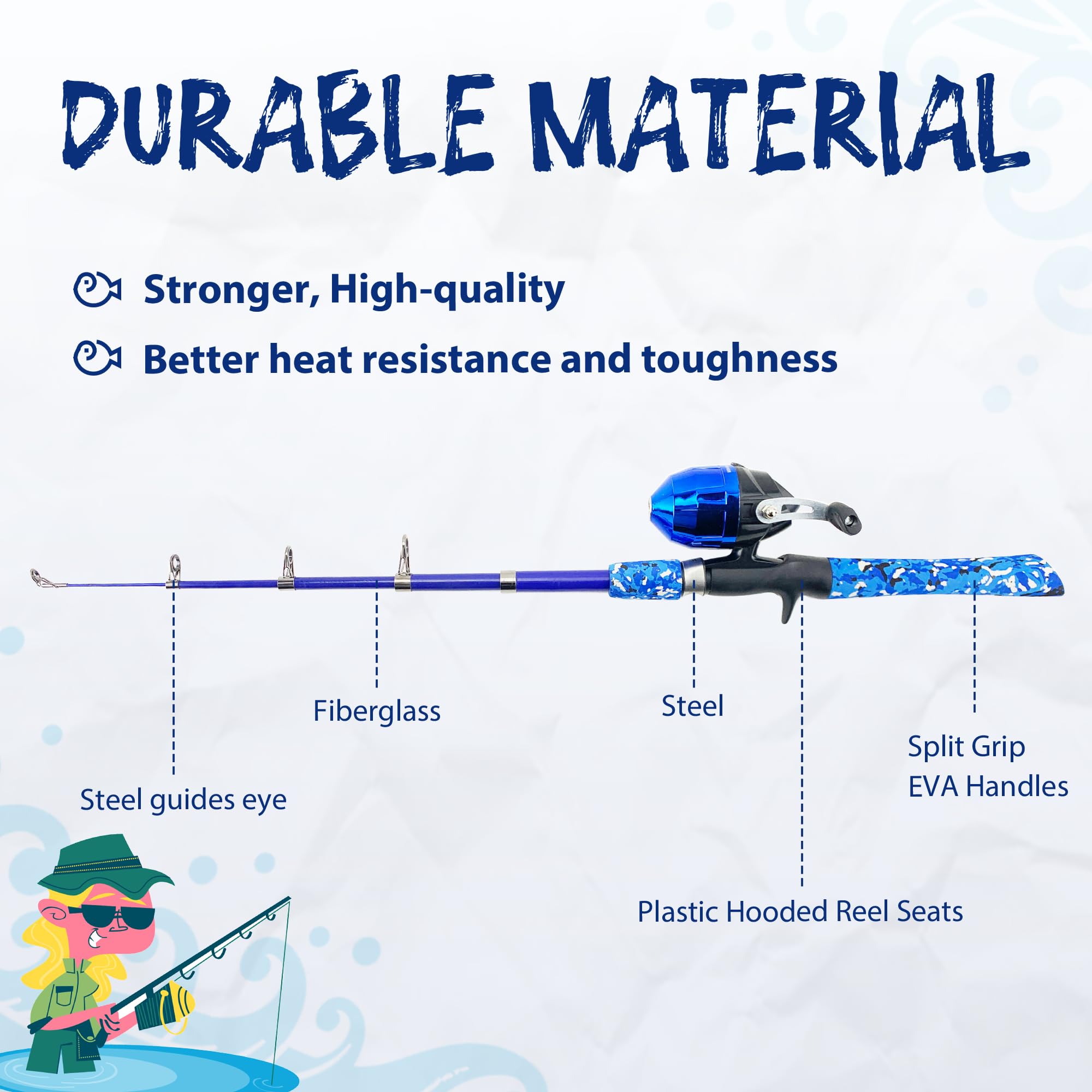 **Kids Fishing Pole - Telescopic Fishing Rod & Reel Combo Kit with Tackle Box & Net for Boys & Girls | Portable Youth Fishing Gear for Lakes, Ponds & Outdoor Adventures**