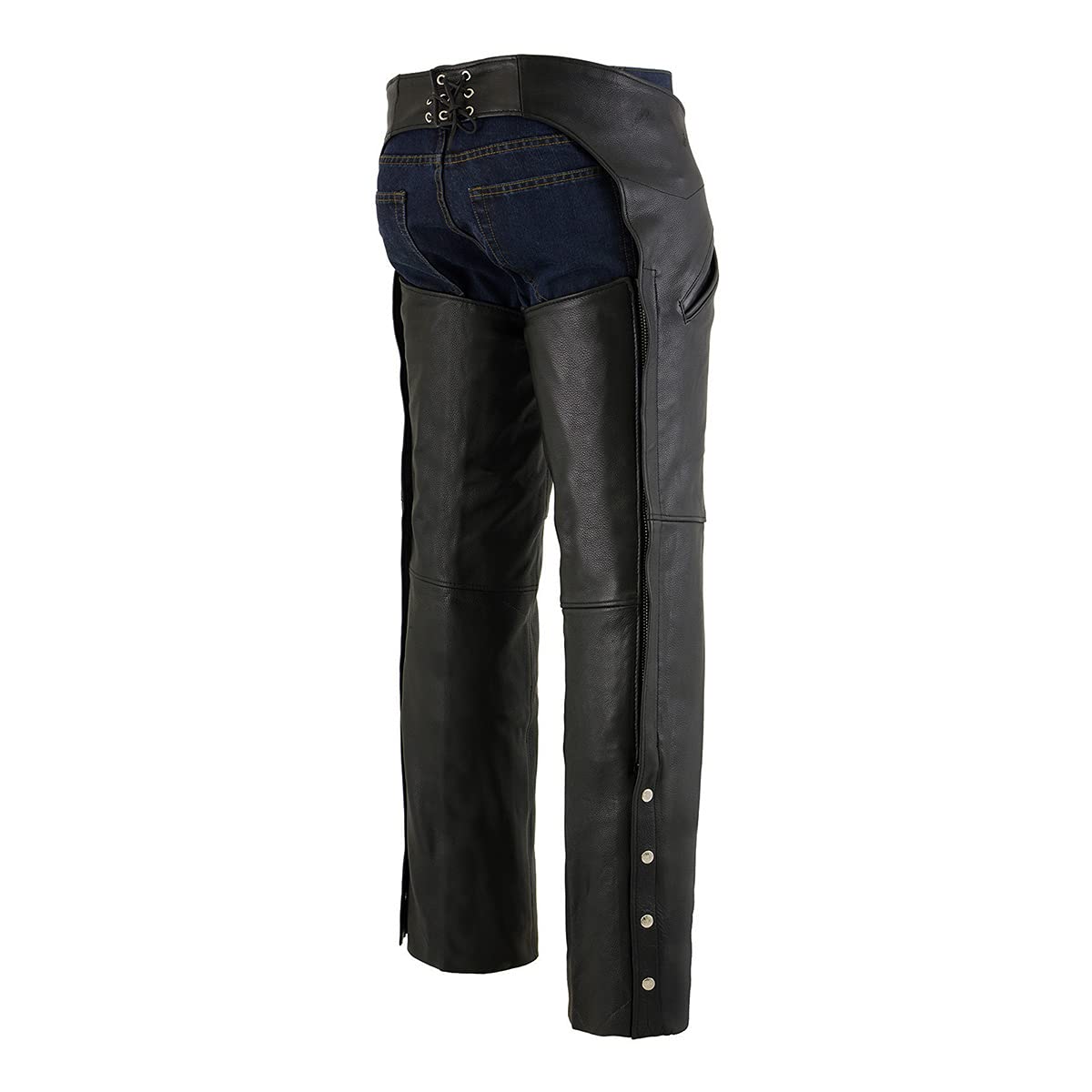 Premium Thermal Lined Leather Motorcycle Chaps for Men - Large Size | Milwaukee Leather Biker Gear for Cold Weather Riding & Outdoor Adventures