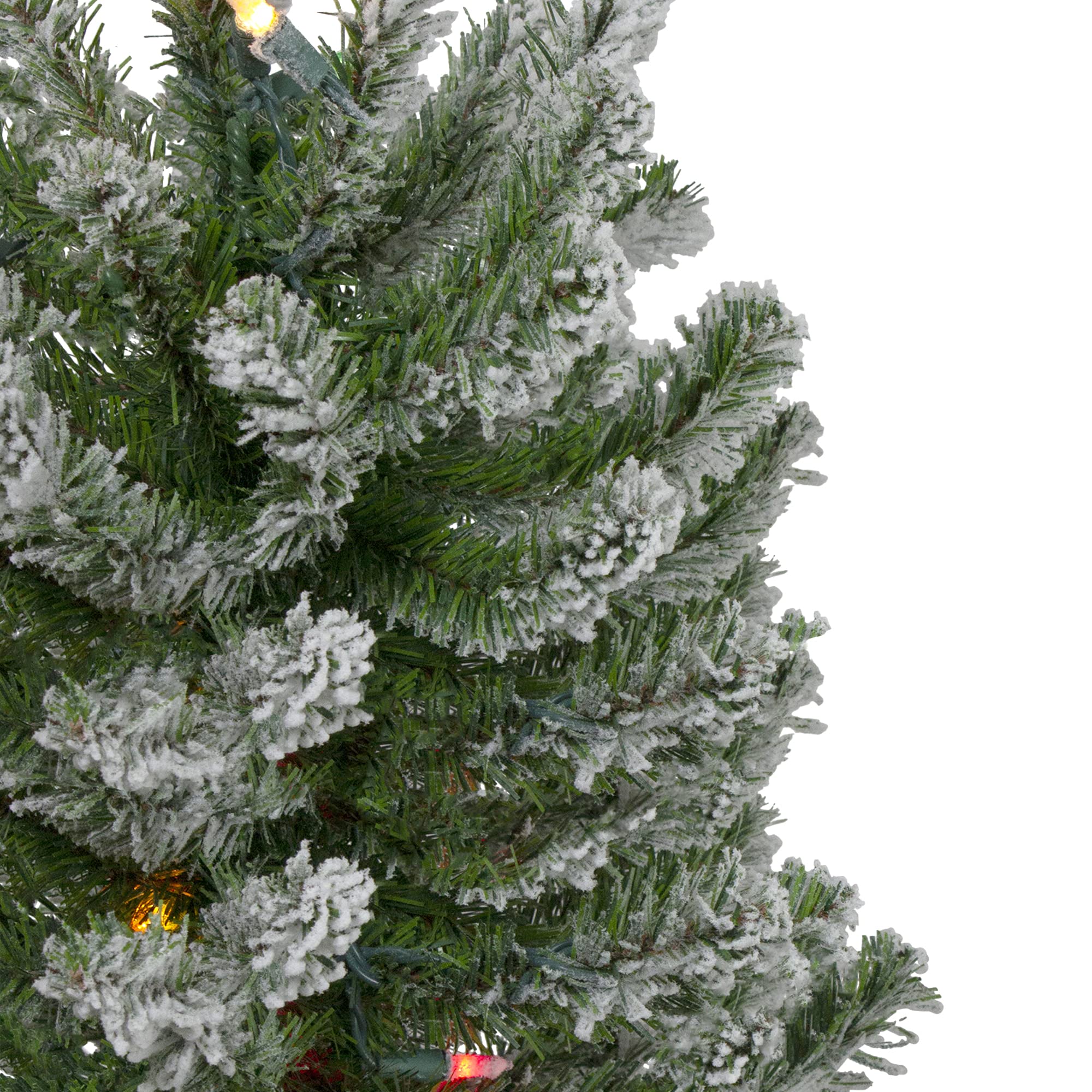 6ft Pre-Lit Slim Flocked Alpine Artificial Christmas Tree with 600 LED Warm White Lights - Perfect for Small Spaces, Apartments & Holiday Decorations