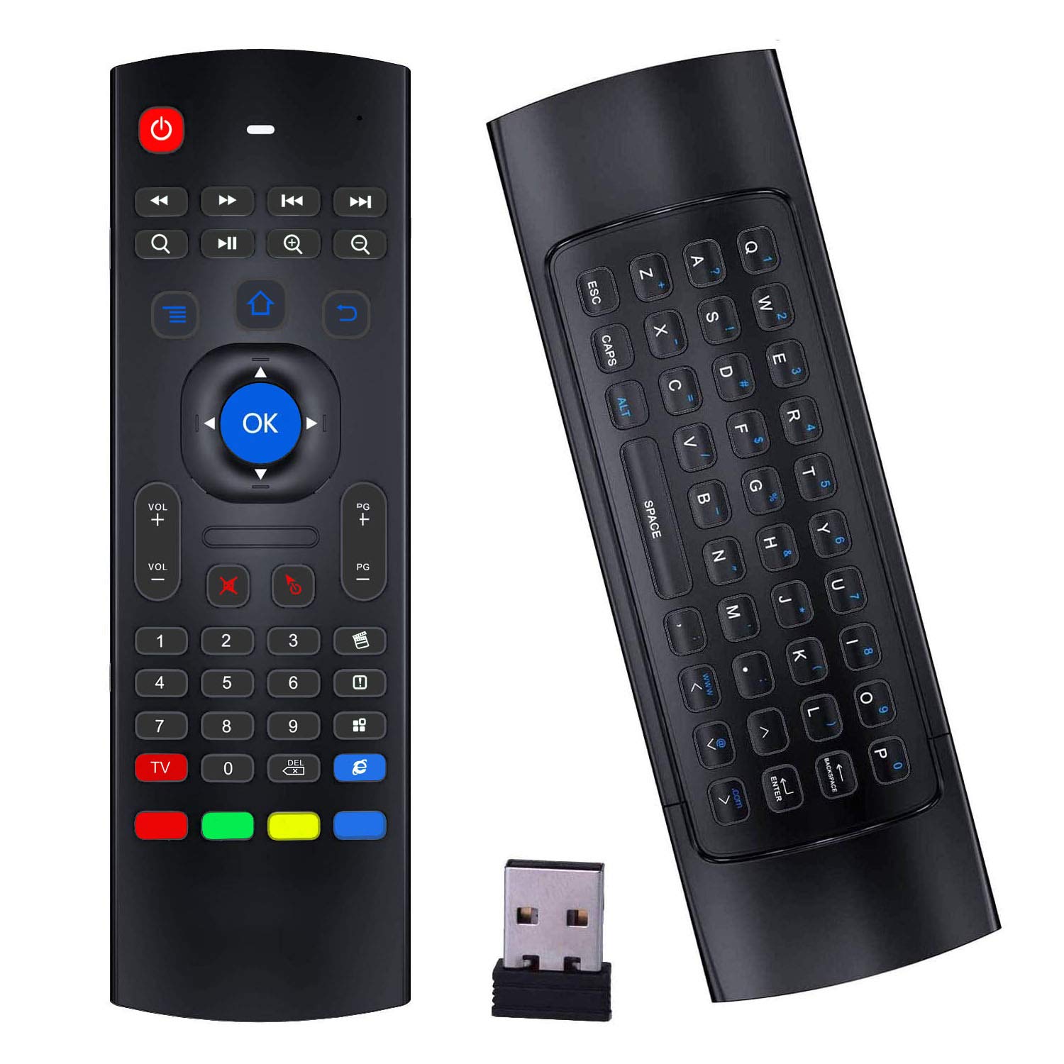 Rock&Rown MX3 Pro 2.4G Air Mouse Remote with Mini Wireless Keyboard - Compatible with Android TV/Box/Projector/IPTV/HTPC/Windows/Mac OS - Perfect for Home Theater, Smart TV Control & Media Streaming