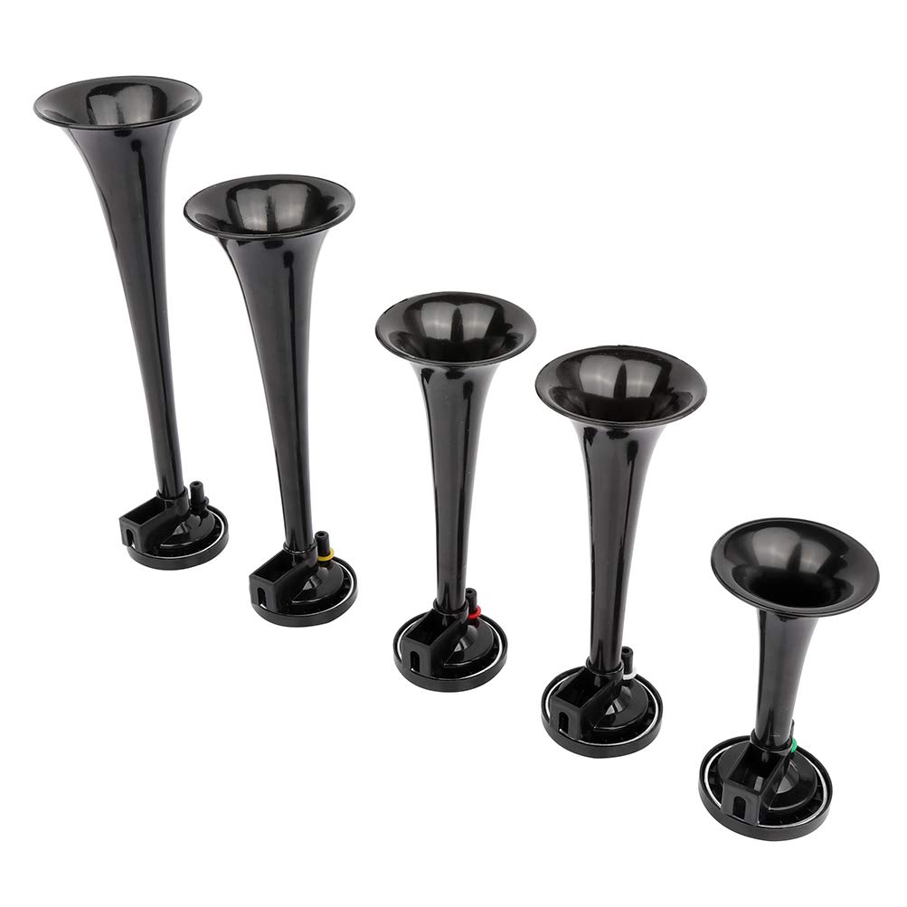 5 Trumpet Electric Air Horn Kit - 12V Train & Car Horn Replacement with Compressor - Loud Sound for Trucks, Boats, Emergency Vehicles - Perfect for Safety Alerts & Sporting Events