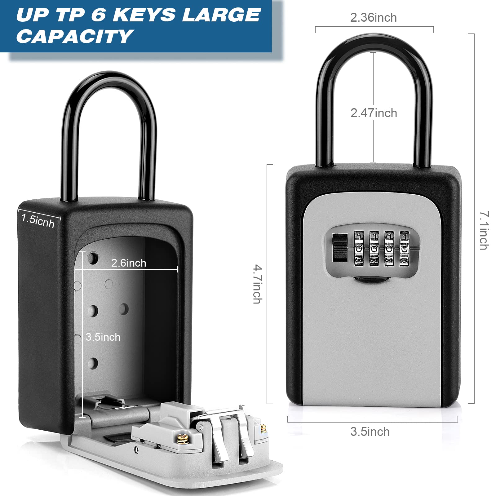 2 Pack Wall Mounted Waterproof Key Lock Box with Resettable Combination Code - Secure Key Storage for Home, Office, Outdoor & Indoor Use - Ideal for Spare Keys, Airbnb Rentals, and Property Management