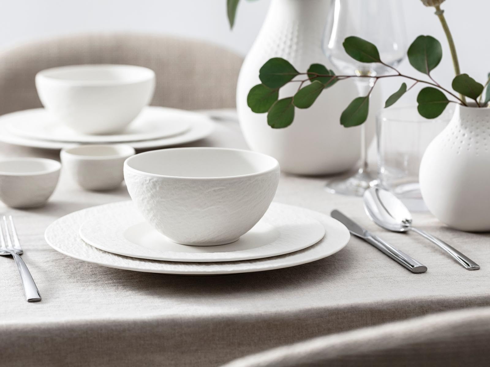 Villeroy & Boch Manufacture Rock Blanc Medium Rice Bowl - Premium Porcelain Dinnerware for Asian Cuisine, Perfect for Sushi, Rice & Soup | Elegant Table Setting for Home & Restaurant Use