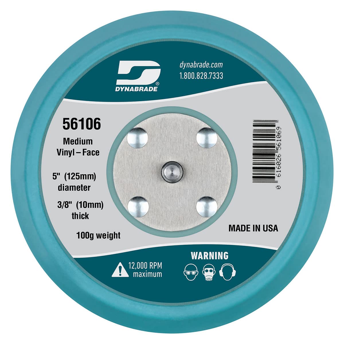 Dynabrade 56106 5-Inch (127mm) Non-Vacuum Disc Pad with Vinyl Face - Ideal for Sanding, Polishing & Surface Preparation on Wood, Metal & Automotive Projects