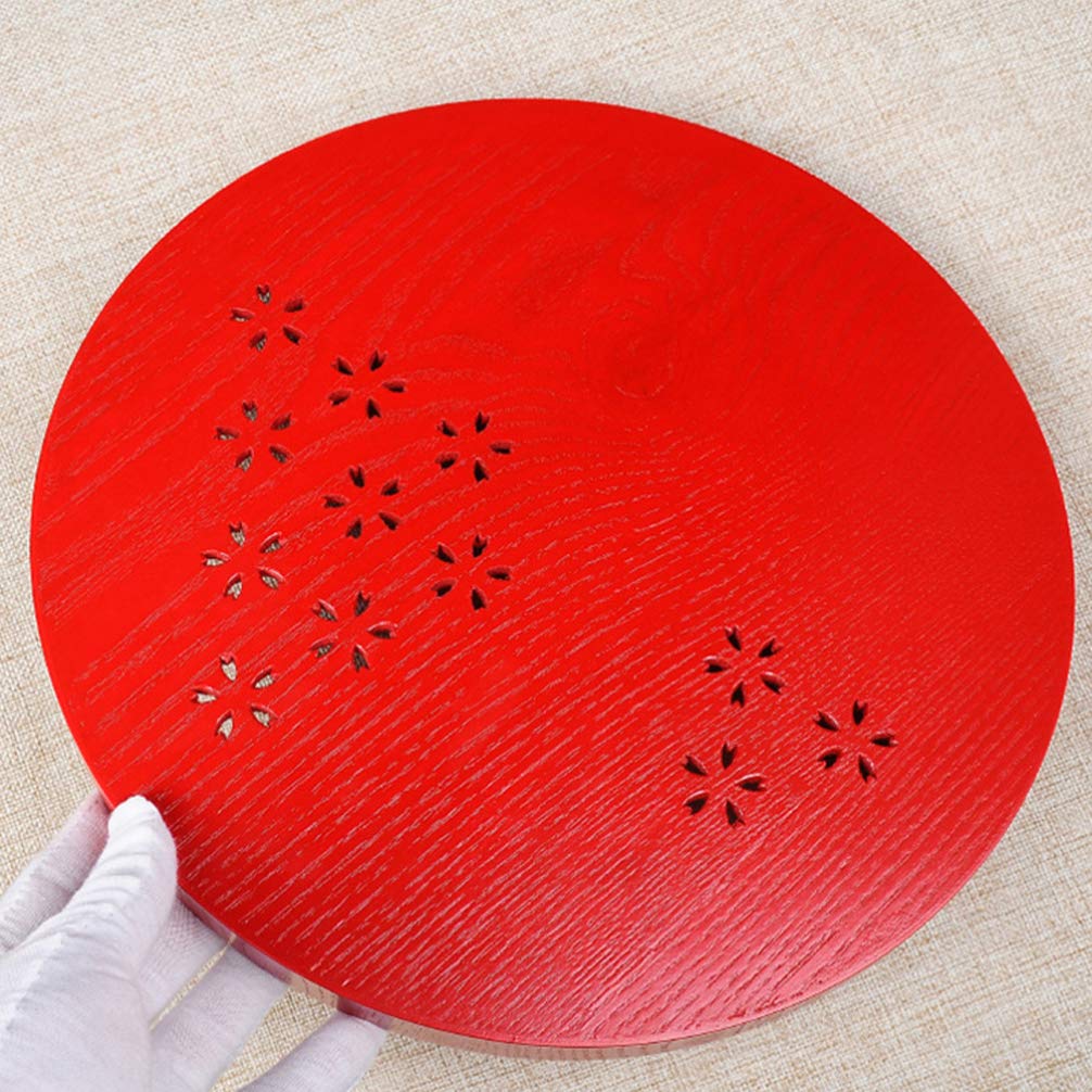 Amosfun Red Wooden Tea Tray Set - Traditional Chinese Wedding Serving Tray for Coffee, Tea & Home Decor - Perfect for Wedding Centerpieces, Bridal Showers & Home Decoration (Red)