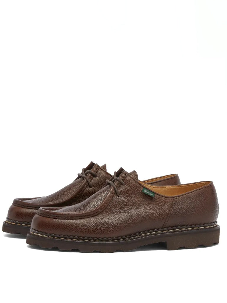 Paraboot Michael Ebony Grain Leather Shoes for Men - Classic French Style Casual & Dress Footwear - Perfect for Office, Travel & Everyday Wear