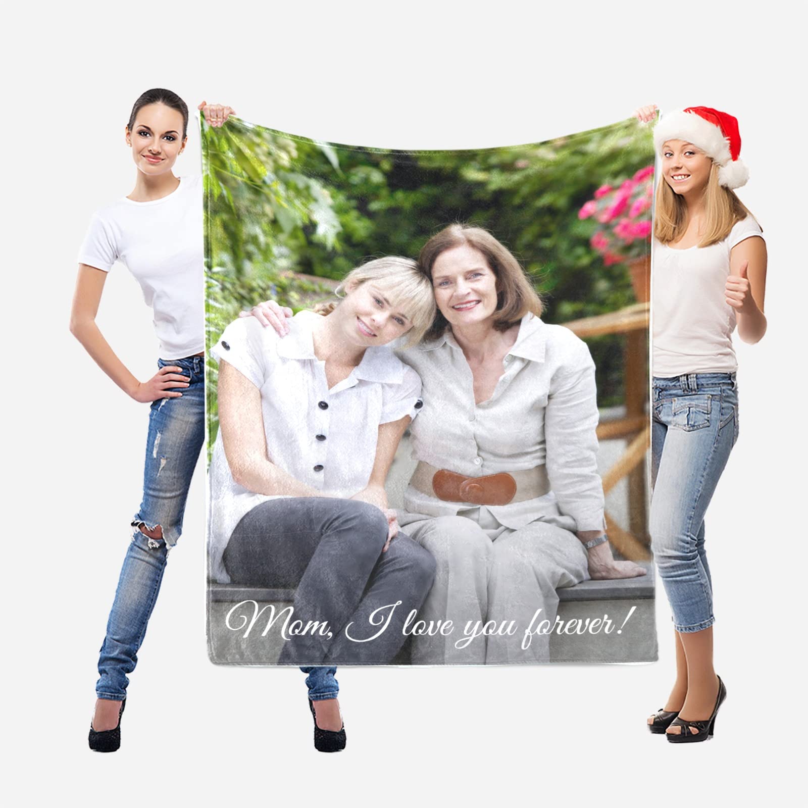 Custom Photo Blanket with Text - Personalized Flannel Throw Blanket 30