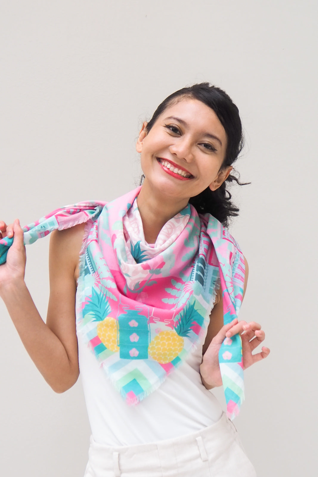 Peranakan Manis Cotton Scarf - Lightweight & Breathable Fashion Accessory for Women | Perfect for Travel, Office & Special Occasions