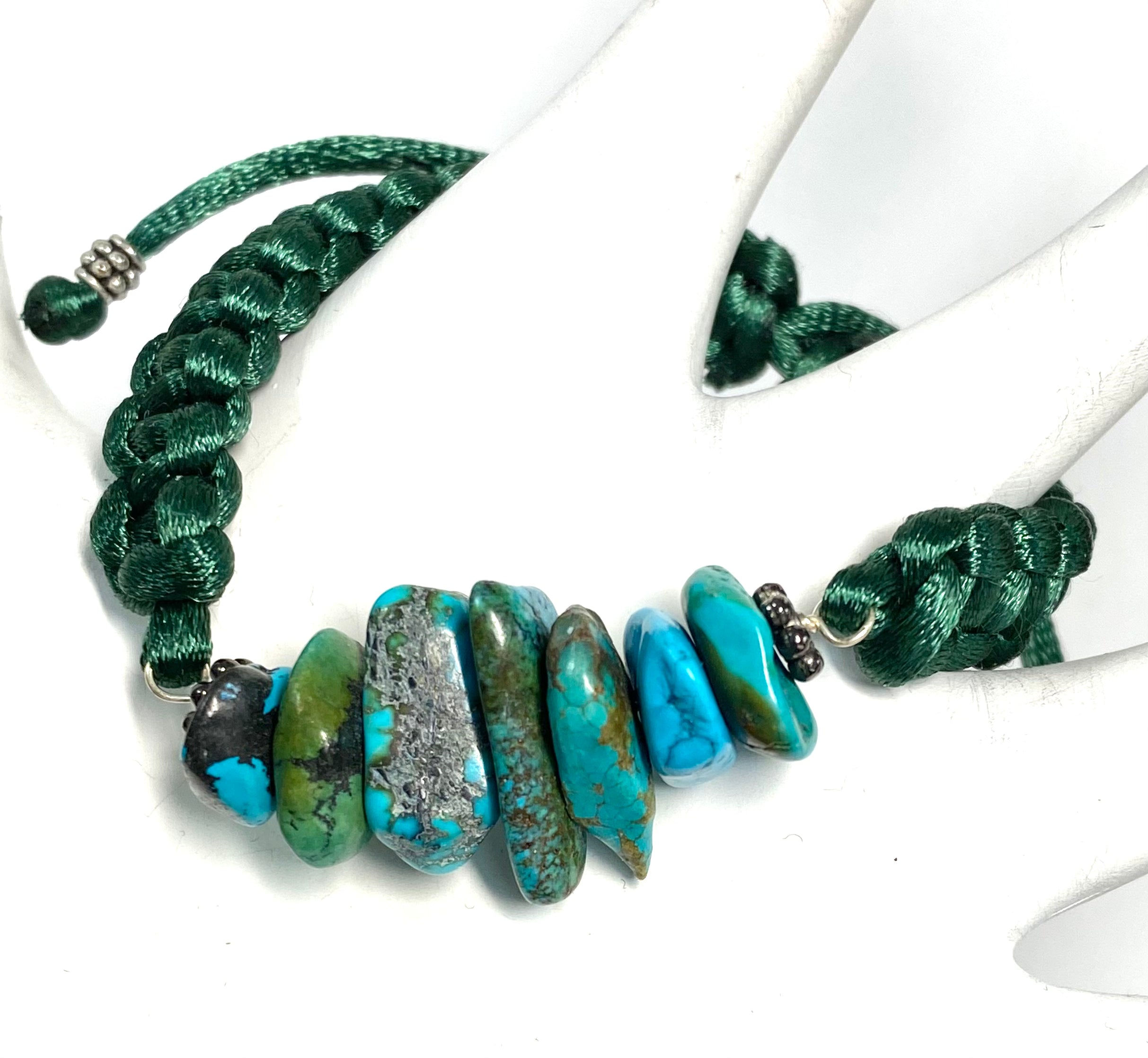 Natural Turquoise Nugget Gemstone Green Macrame Bracelet for Women - Boho Chic Handmade Jewelry for Yoga, Meditation & Festival Outfits