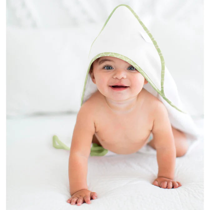 Terry Velour Hooded Towel for Kids - Soft Mini Mod Circles Trim, Kiwi Green (BGB 0056) | Baby Bath, Beach & Pool Accessories