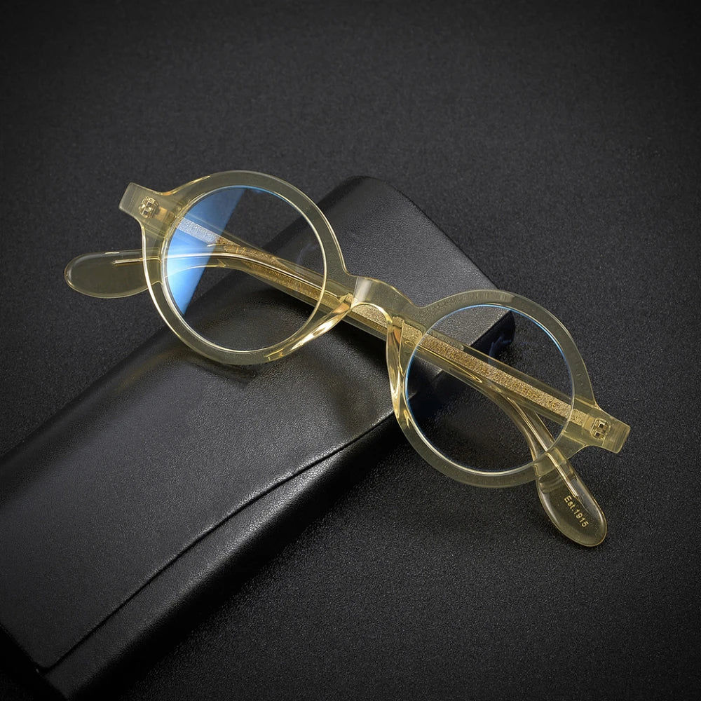 Stylish Black Full Rim Round Acetate Optical Glasses Frame 424221 - Perfect for Reading, Work & Everyday Fashion