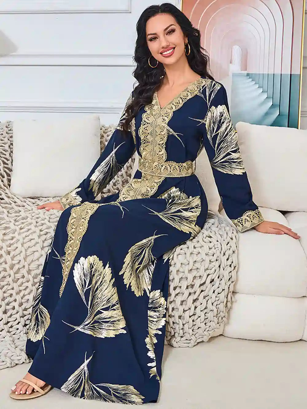 Elegant Eid Bronzing Caftan Dress #25260 - Perfect for Holiday Celebrations, Parties & Special Occasions